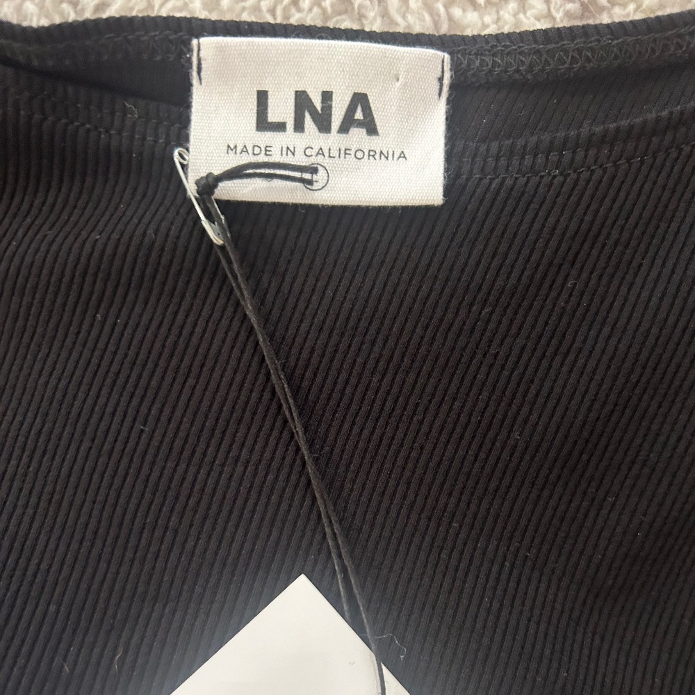 LNA black one shoulder tee